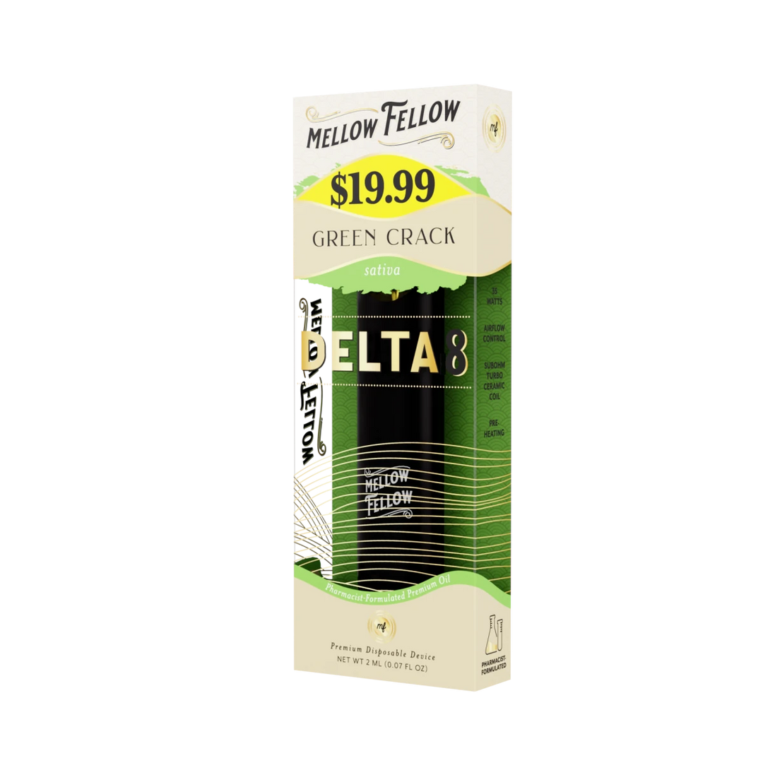 Delta 8 Premium 2ML Disposable Vape - Green Crack (Sativa) - Mellow Fellow