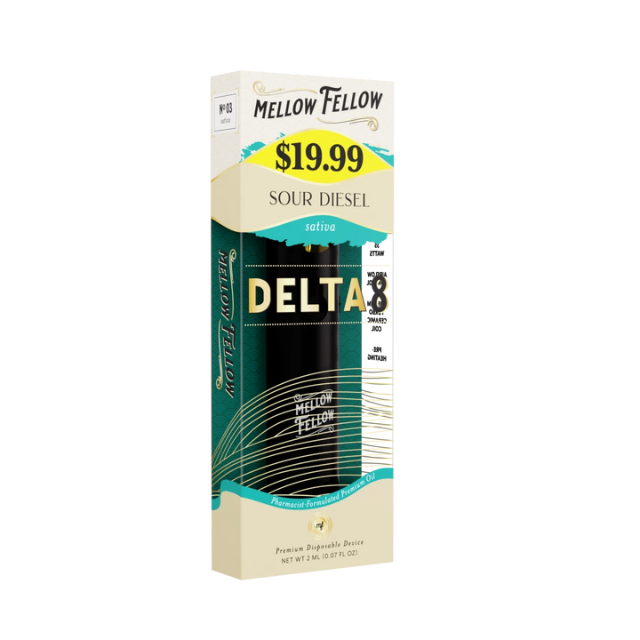 Delta 8 Premium 2ML Disposable Vape - Sour Diesel (Sativa) - Mellow Fellow