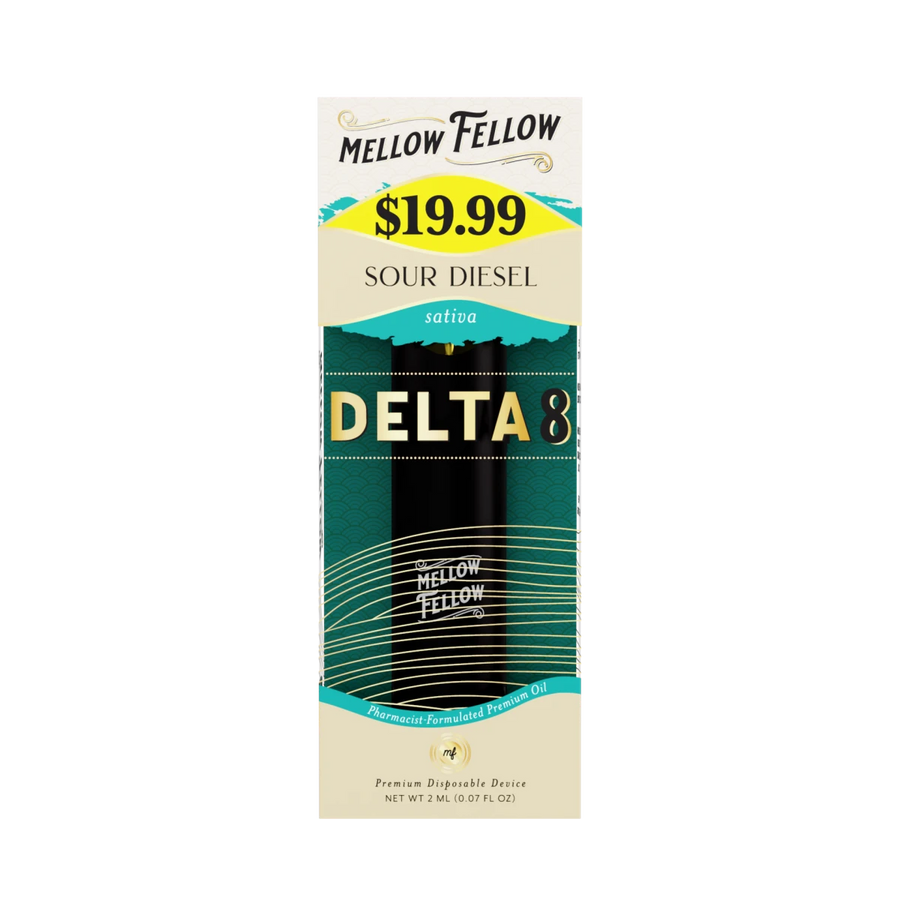 Delta 8 Premium 2ML Disposable Vape - Sour Diesel (Sativa) - Mellow Fellow