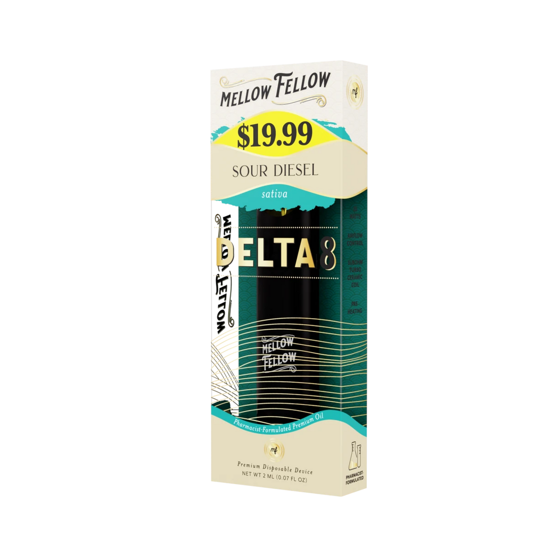 Delta 8 Premium 2ML Disposable Vape - Sour Diesel (Sativa) - Mellow Fellow