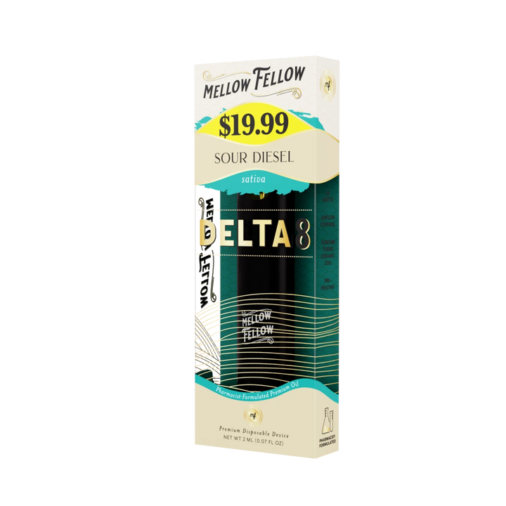 Delta 8 Premium 2ML Disposable Vape - Sour Diesel (Sativa) - Mellow Fellow
