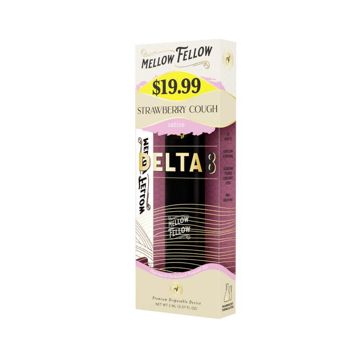 Delta 8 Premium 2ML Disposable Vape - Strawberry Cough (Sativa) Mellow Fellow Delta 8 Premium 2ML Disposable Vape - Strawberry Cough (Sativa) Mellow Fellow