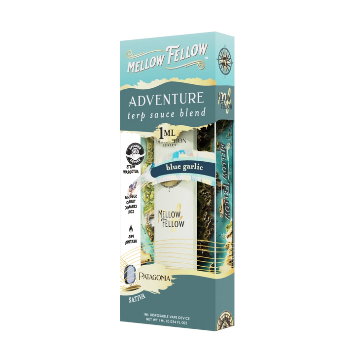 Adventure Blend - Terp Sauce 1ml Disposable Spinner Vape - Blue Garlic (Sativa) - Mellow Fellow