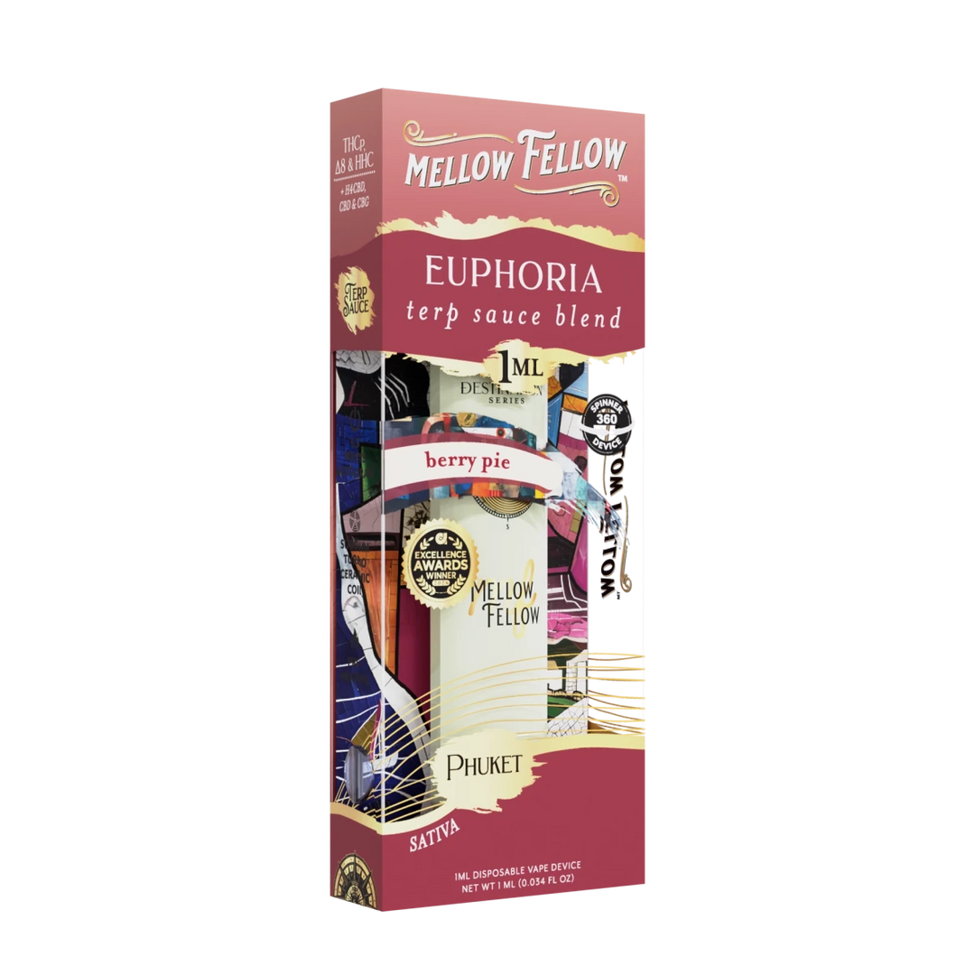 Euphoria Blend - Terp Sauce 1ml Disposable Spinner Vape - Berry Pie (S - Mellow Fellow Euphoria Blend - Terp Sauce 1ml Disposable Spinner Vape - Berry Pie (S - Mellow Fellow