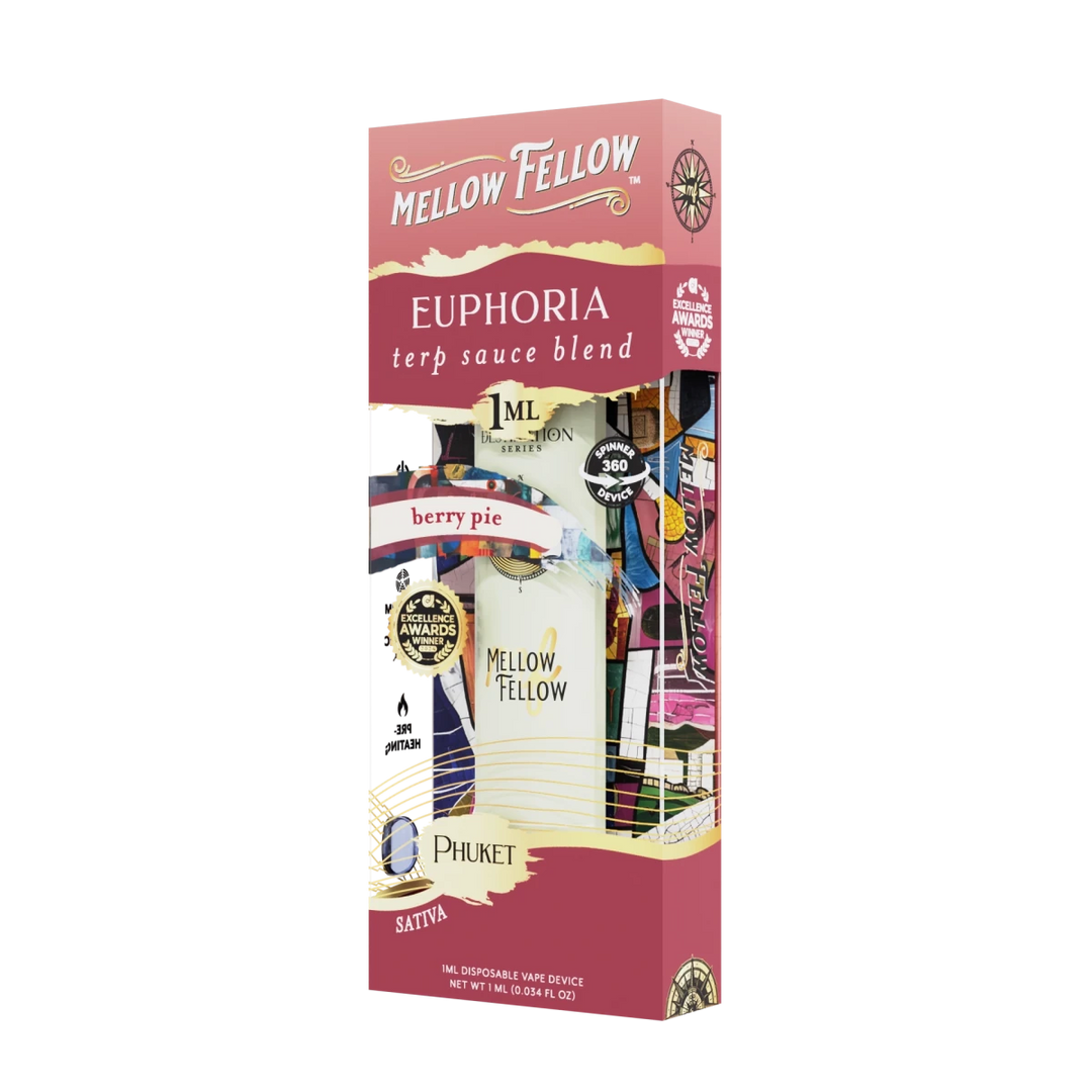 Euphoria Blend - Terp Sauce 1ml Disposable Spinner Vape - Berry Pie (S - Mellow Fellow Euphoria Blend - Terp Sauce 1ml Disposable Spinner Vape - Berry Pie (S - Mellow Fellow