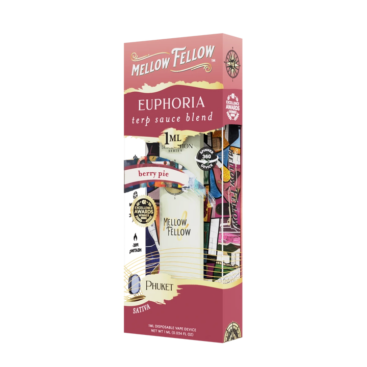 Euphoria Blend - Terp Sauce 1ml Disposable Spinner Vape - Berry Pie (Sativa) - Mellow Fellow