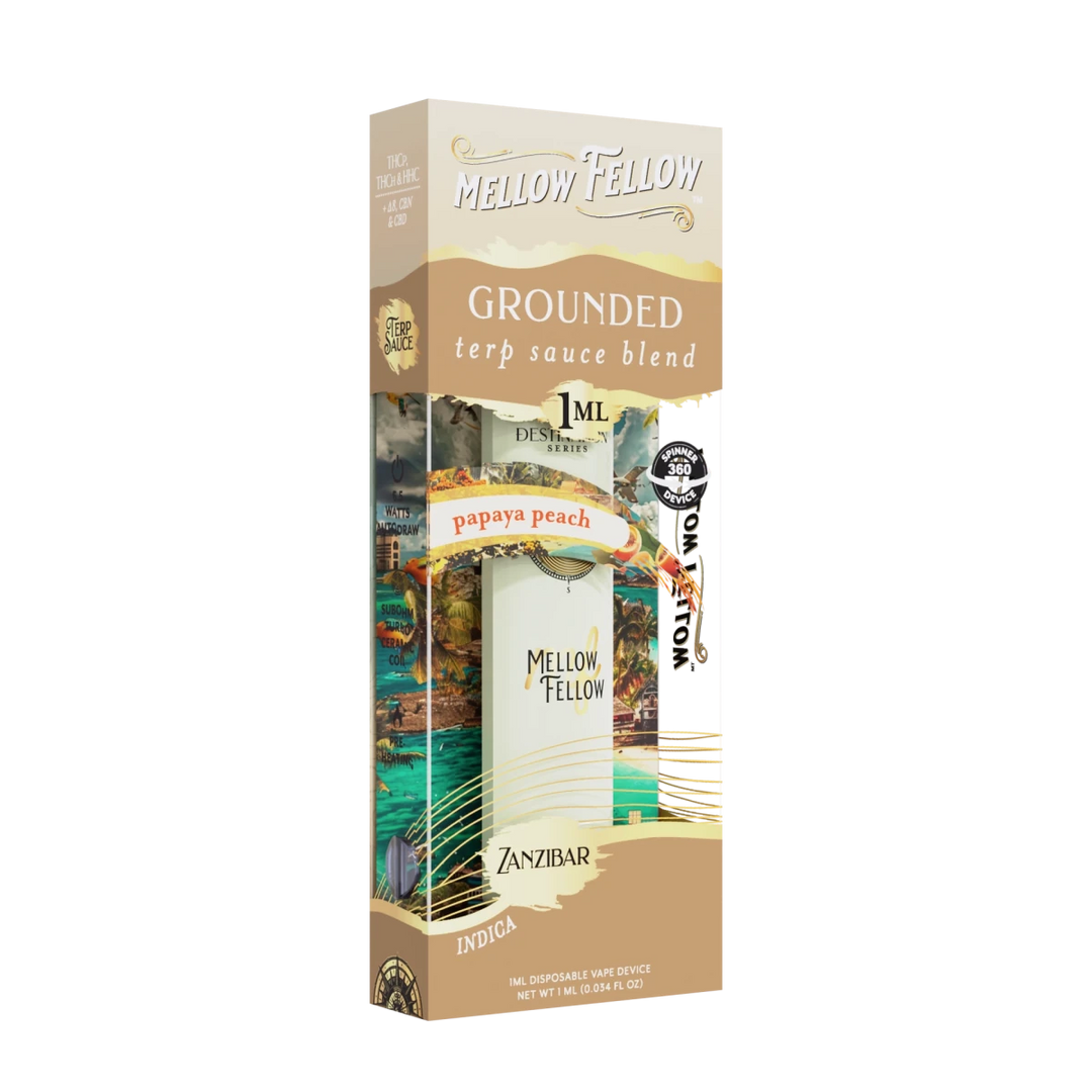 Grounded Blend - Terp Sauce 1ml Disposable Spinner Vape - Papaya Peach (Indica) - Mellow Fellow