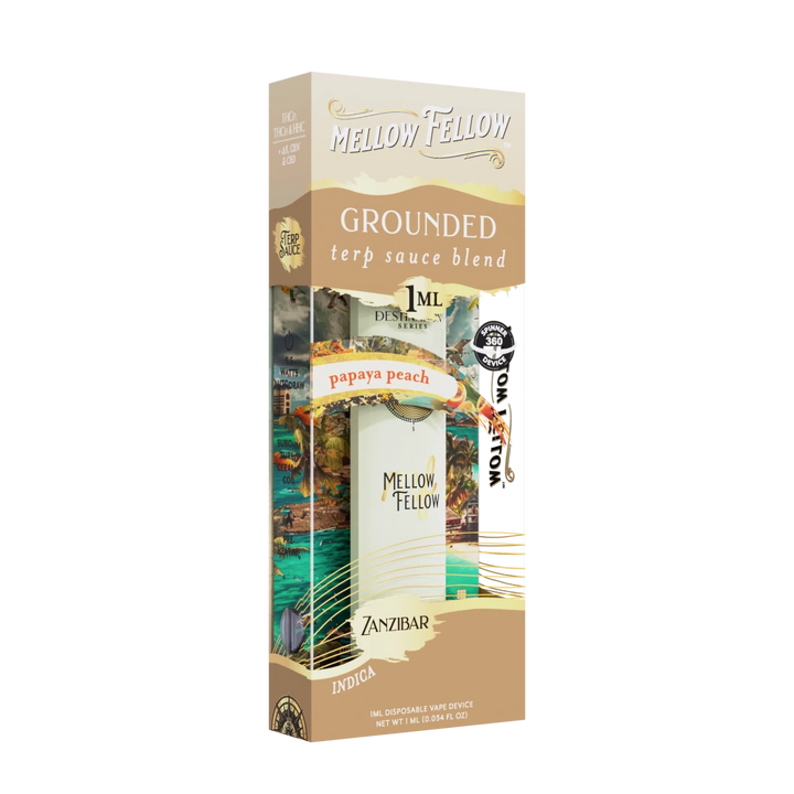 Grounded Blend - Terp Sauce 1ml Disposable Spinner Vape - Papaya Peach (Indica) - Mellow Fellow
