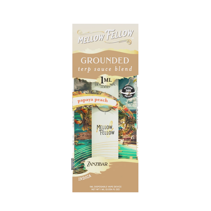 Grounded Blend - Terp Sauce 1ml Disposable Spinner Vape - Papaya Peach (Indica) - Mellow Fellow