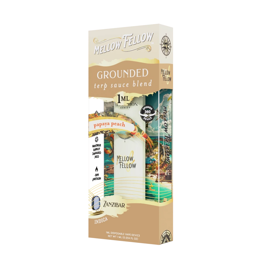 Grounded Blend - Terp Sauce 1ml Disposable Spinner Vape - Papaya Peach (Indica) - Mellow Fellow