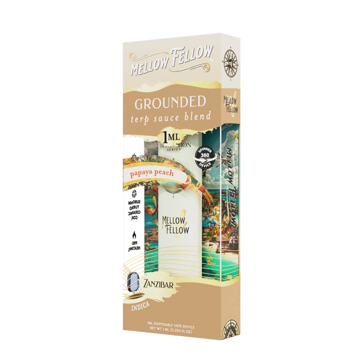 Grounded Blend - Terp Sauce 1ml Disposable Spinner Vape - Papaya Peach (Indica) - Mellow Fellow