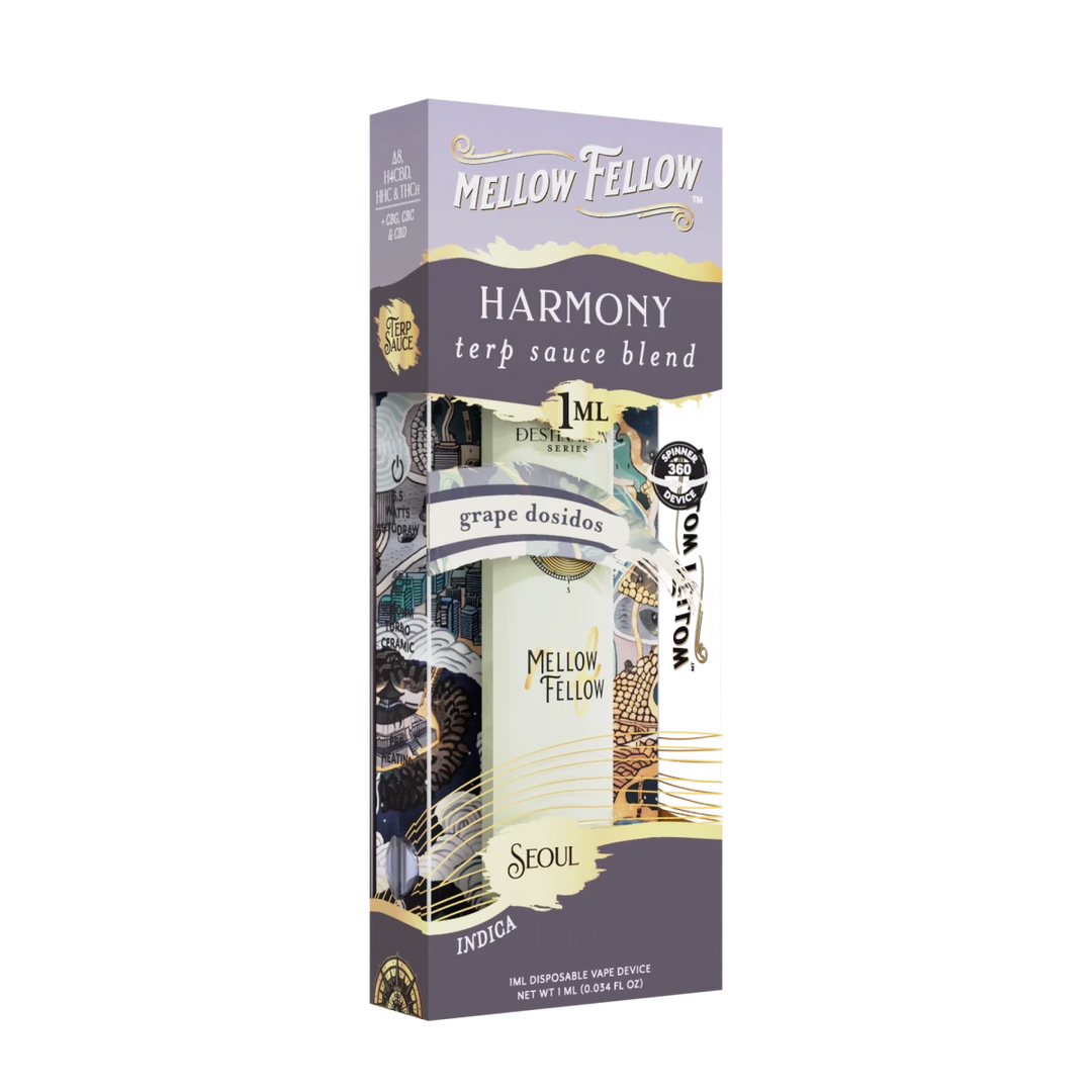 Harmony Blend - Terp Sauce 1ml Disposable Spinner Vape - Grape Dosidos (Indica) - Mellow Fellow