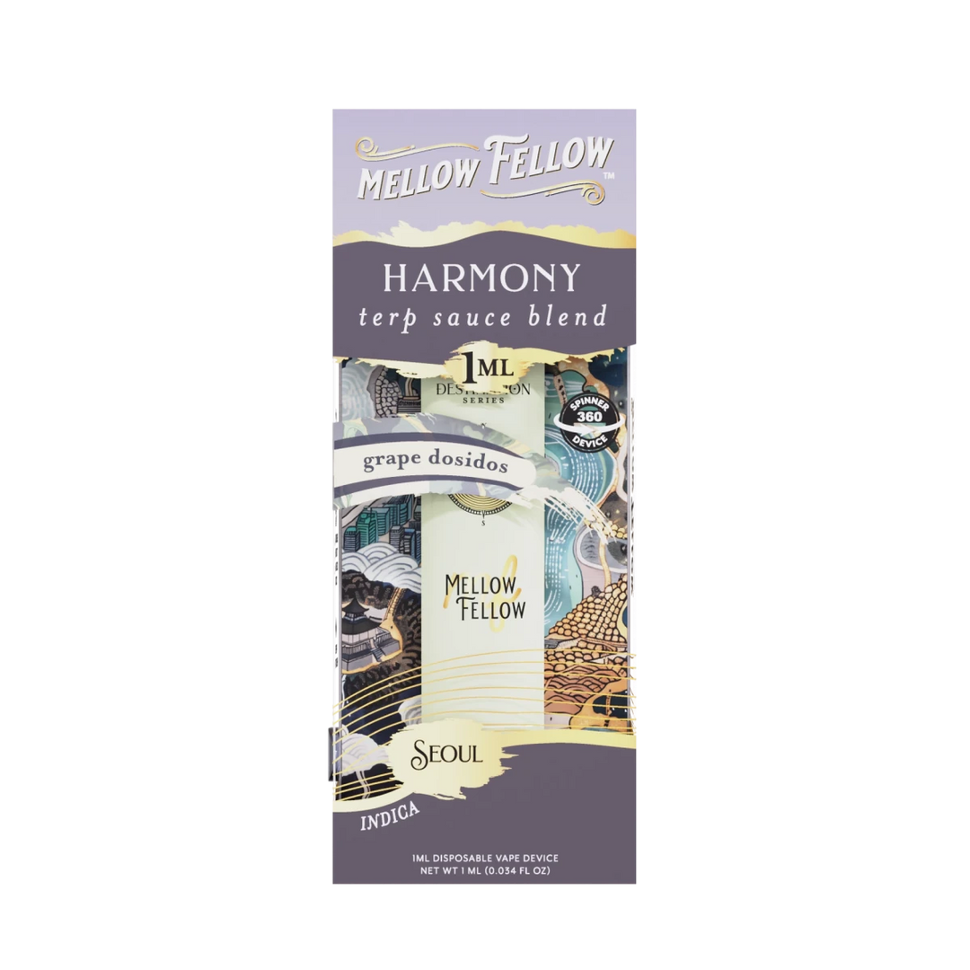 Harmony Blend - Terp Sauce 1ml Disposable Spinner Vape - Grape Dosidos (Indica) - Mellow Fellow