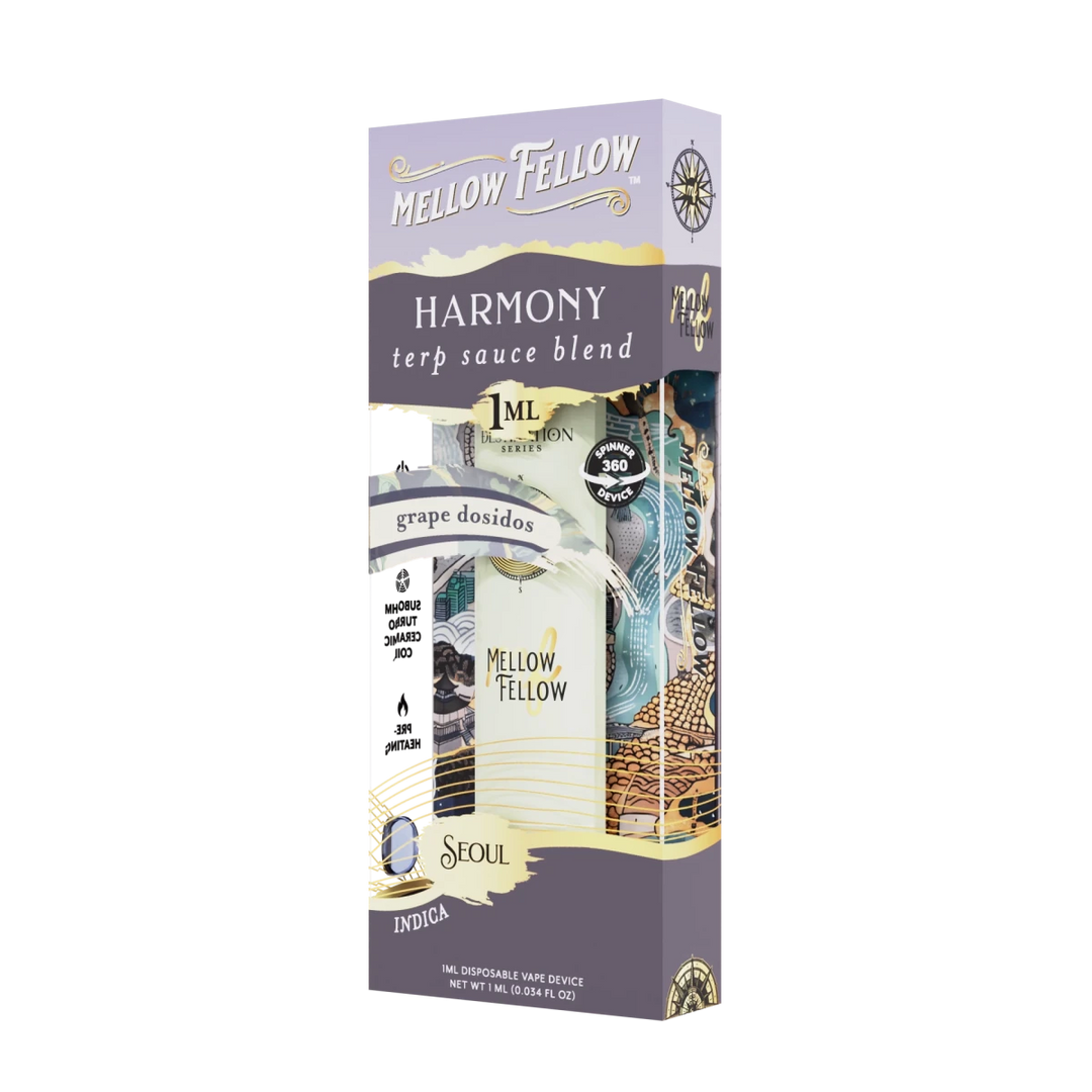 Harmony Blend - Terp Sauce 1ml Disposable Spinner Vape - Grape Dosidos (Indica) - Mellow Fellow