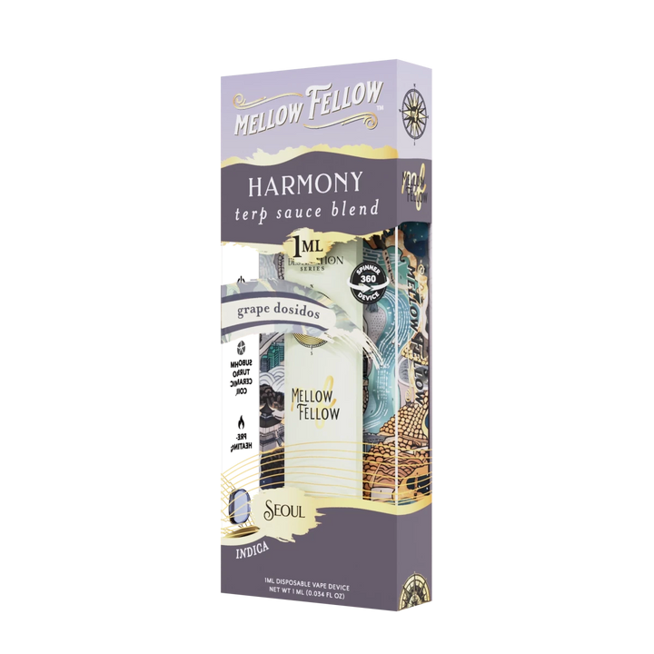 Harmony Blend - Terp Sauce 1ml Disposable Spinner Vape - Grape Dosidos (Indica) - Mellow Fellow