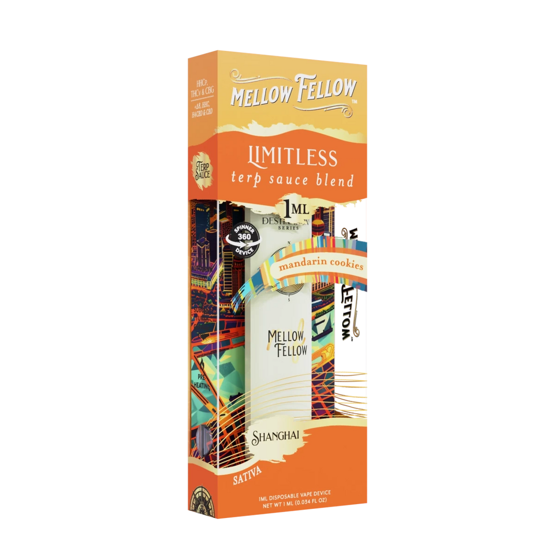 Limitless Blend - Terp Sauce 1ml Disposable Spinner Vape - Mandarin Cookies (Sativa) - Mellow Fellow