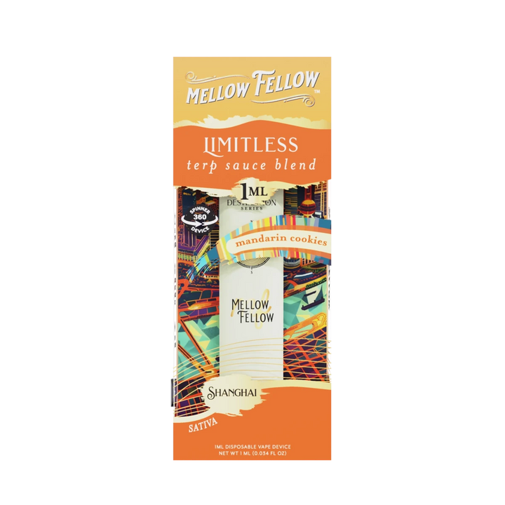 Limitless Blend - Terp Sauce 1ml Disposable Spinner Vape - Mandarin Cookies (Sativa) - Mellow Fellow