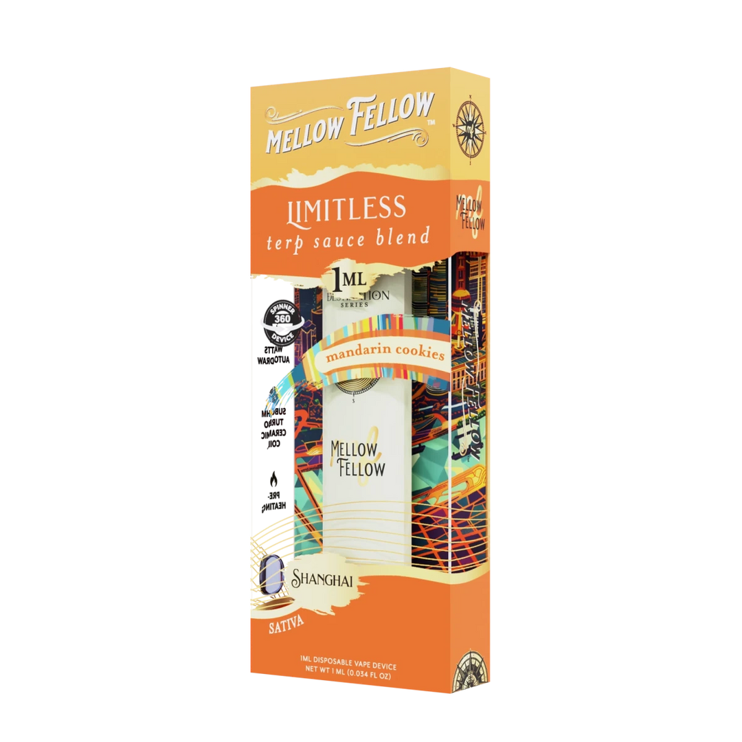 Limitless Blend - Terp Sauce 1ml Disposable Spinner Vape - Mandarin Cookies (Sativa) - Mellow Fellow