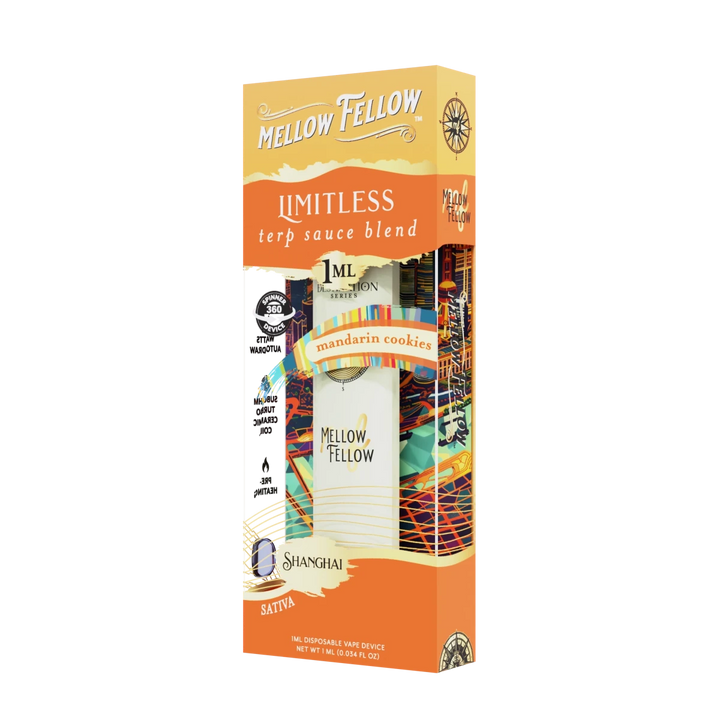 Limitless Blend - Terp Sauce 1ml Disposable Spinner Vape - Mandarin Cookies (Sativa) - Mellow Fellow