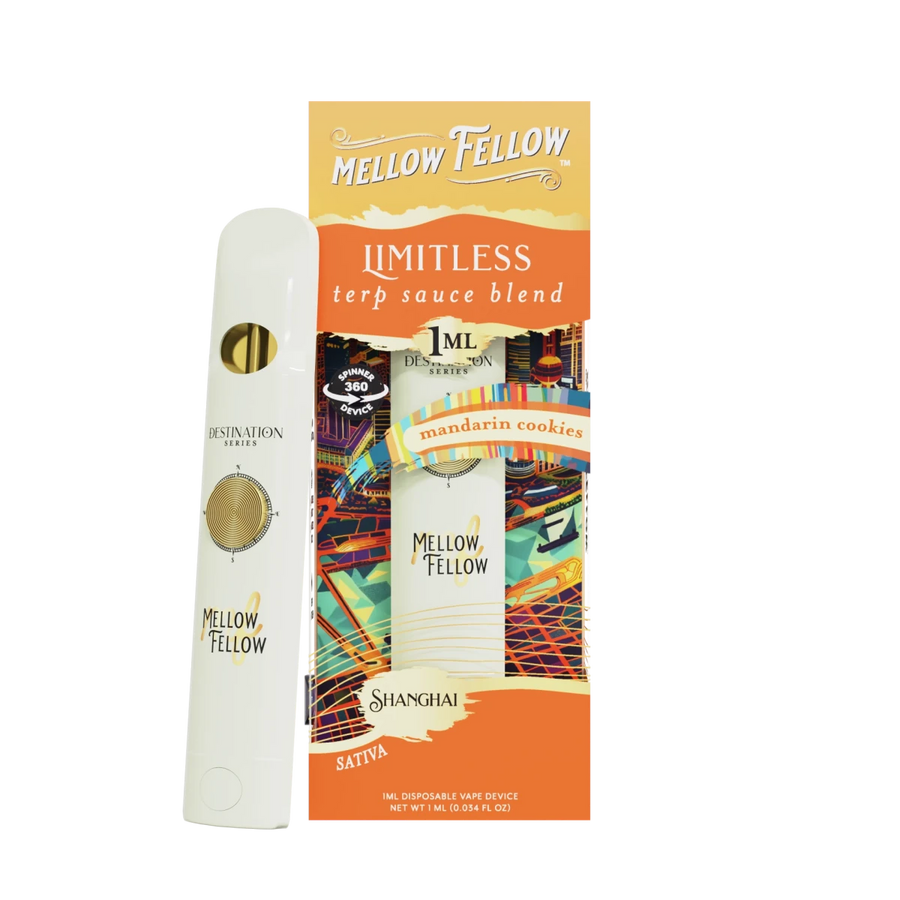 Limitless Blend - Terp Sauce 1ml Disposable Spinner Vape - Mandarin Cookies (Sativa) - Mellow Fellow