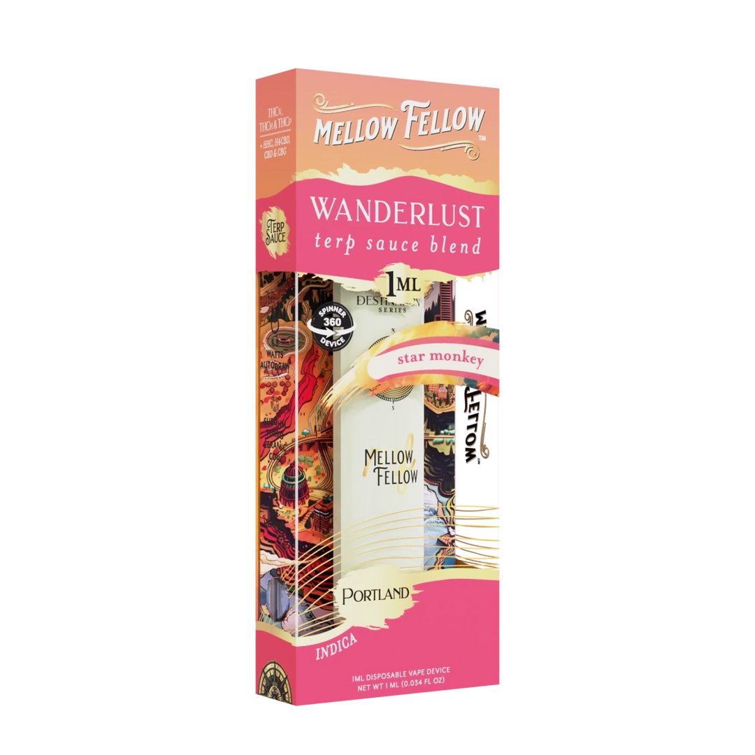 Wanderlust Blend - Terp Sauce 1ml Disposable Spinner Vape - Star Monkey (Indica) - Mellow Fellow