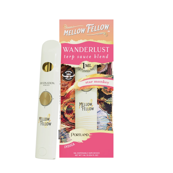 Wanderlust Blend - Terp Sauce 1ml Disposable Spinner Vape - Star Monkey (Indica) - Mellow Fellow