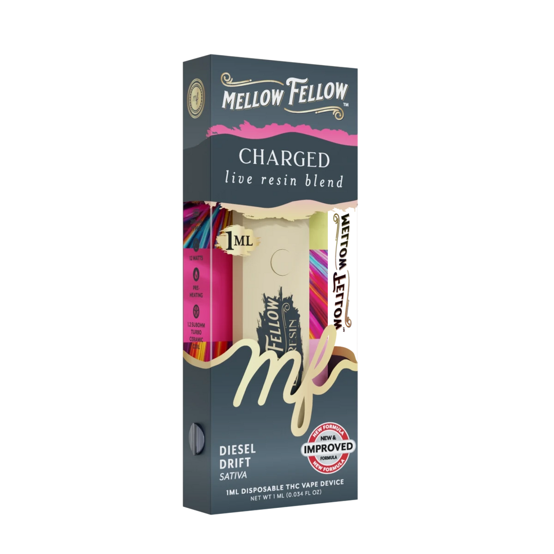 Charged Blend - Live Resin 1ml Disposable Vape - Diesel Drift (Sativa) - Mellow Fellow
