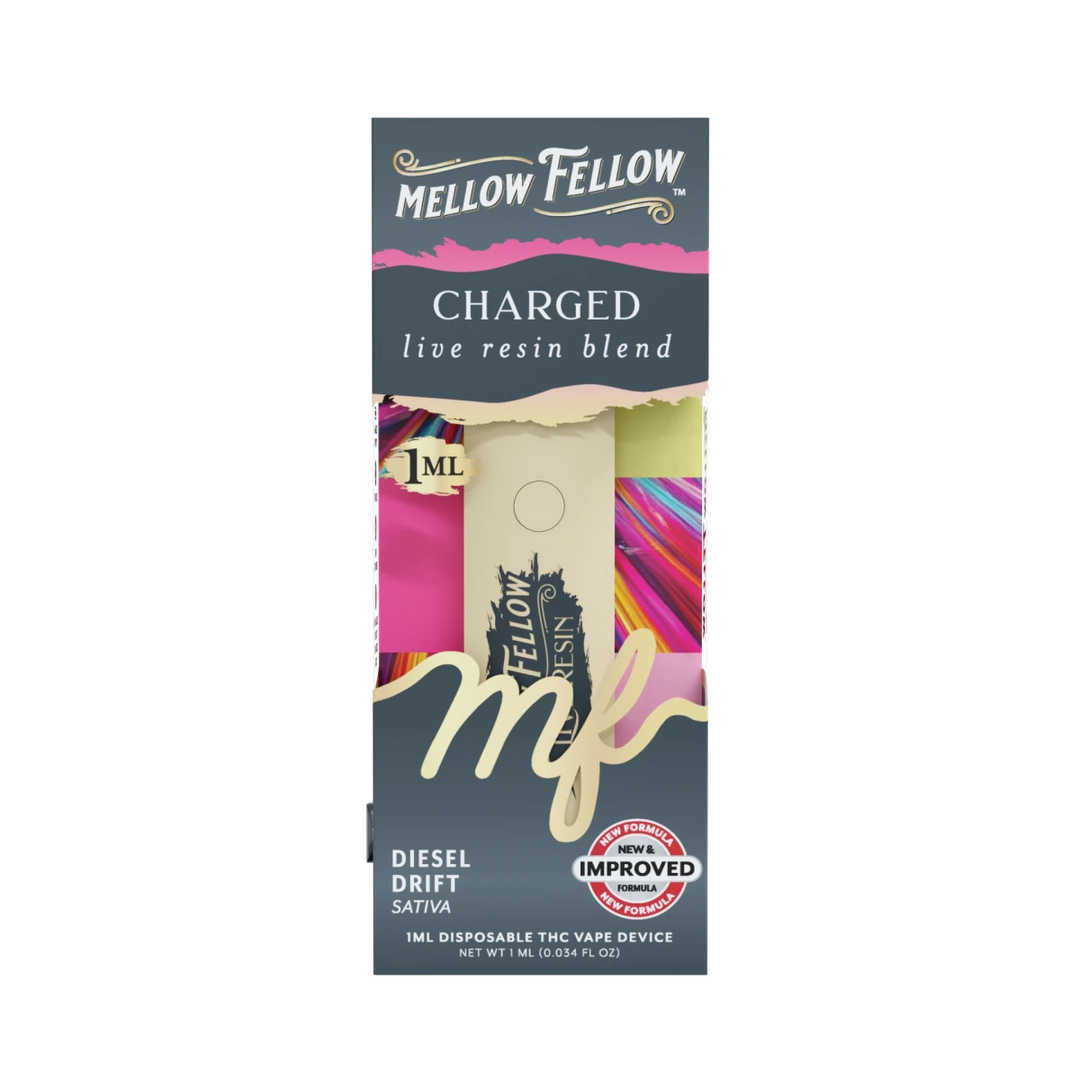 Charged Blend - Live Resin 1ml Disposable Vape - Diesel Drift (Sativa) - Mellow Fellow