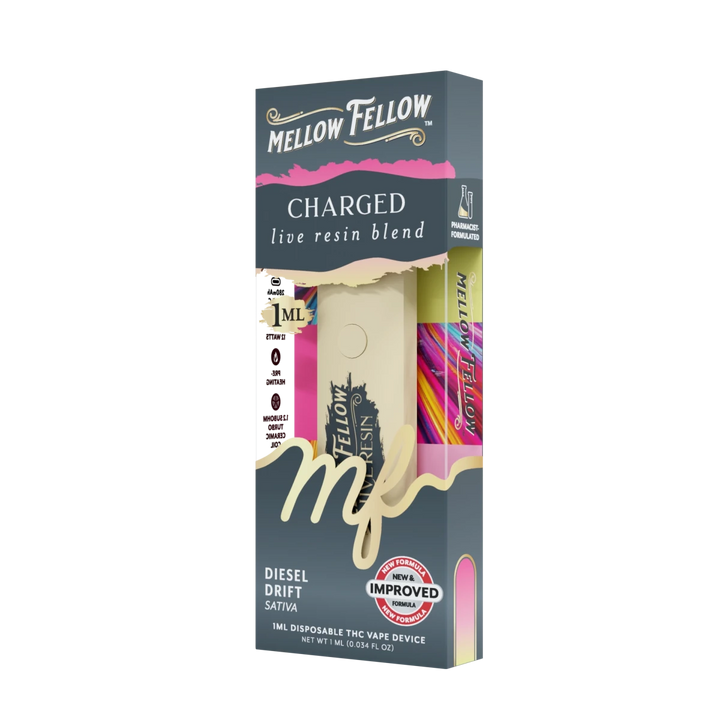 Charged Blend - Live Resin 1ml Disposable Vape - Diesel Drift (Sativa) - Mellow Fellow