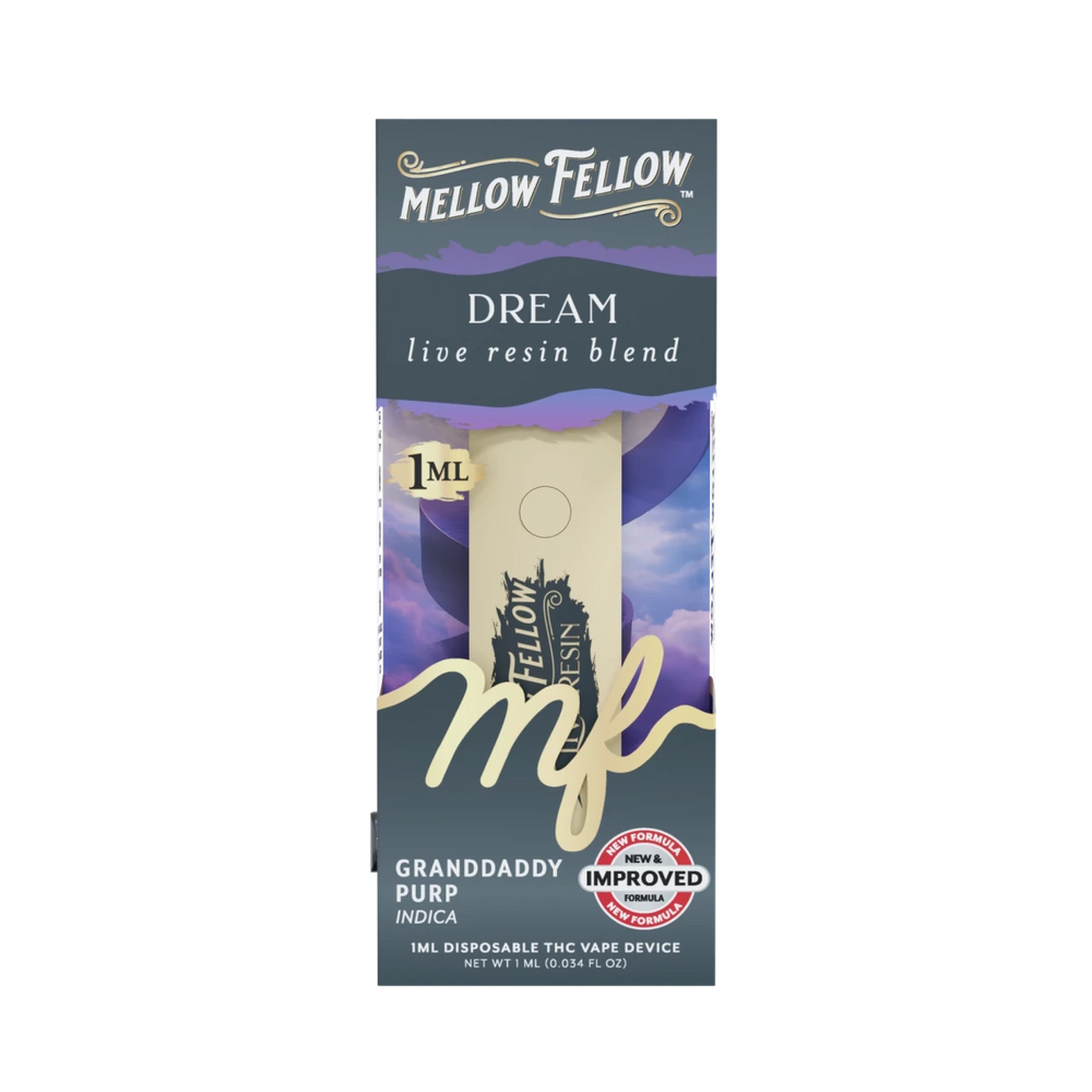 Dream Blend - Live Resin 1ml Disposable Vape - Granddaddy Purp (Indica) - Mellow Fellow