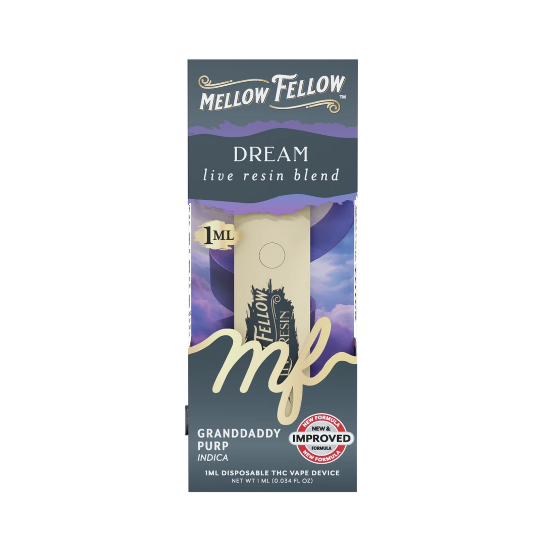 Dream Blend - Live Resin 1ml Disposable Vape - Granddaddy Purp (Indica) - Mellow Fellow