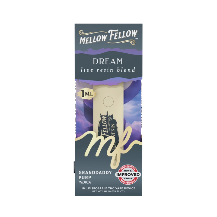 Dream Blend - Live Resin 1ml Disposable Vape - Granddaddy Purp (Indica) - Mellow Fellow