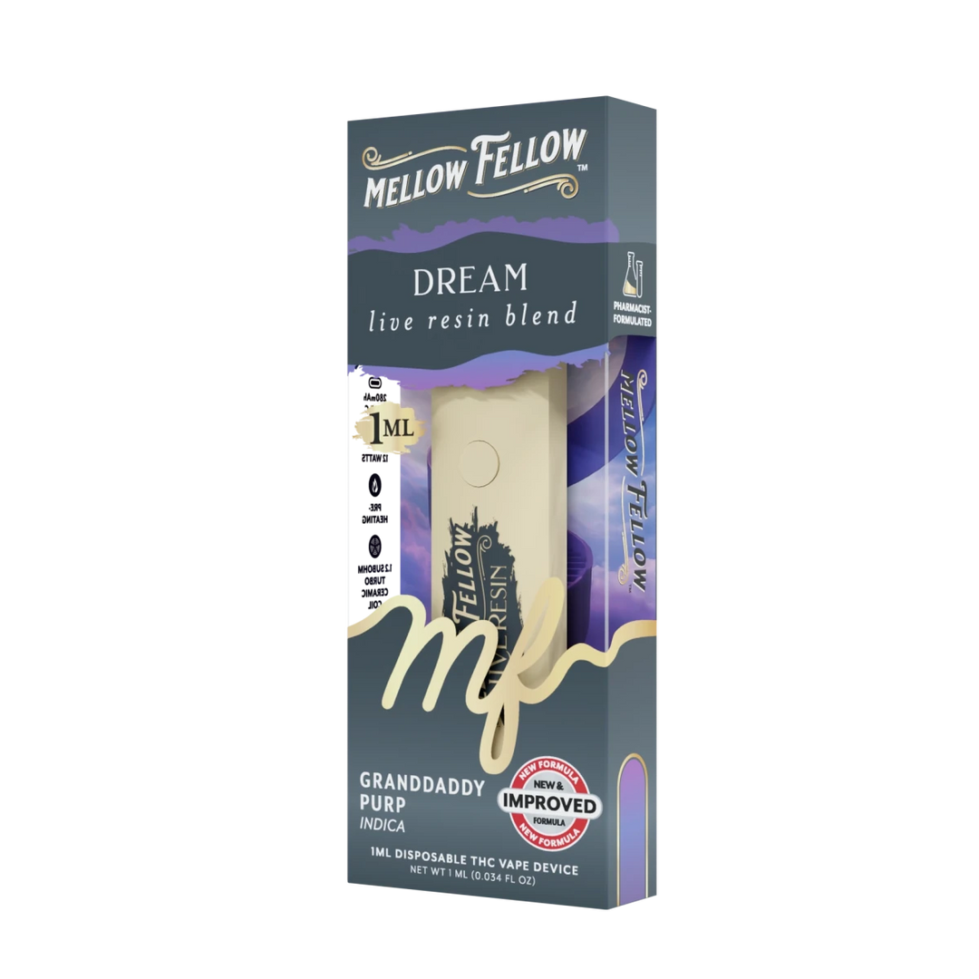 Dream Blend - Live Resin 1ml Disposable Vape - Granddaddy Purp (Indica) - Mellow Fellow