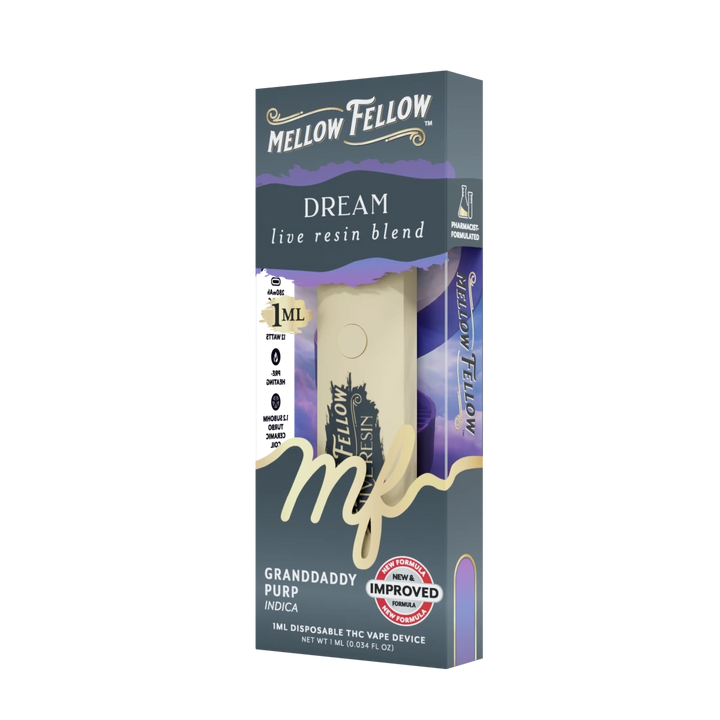 Dream Blend - Live Resin 1ml Disposable Vape - Granddaddy Purp (Indica) - Mellow Fellow