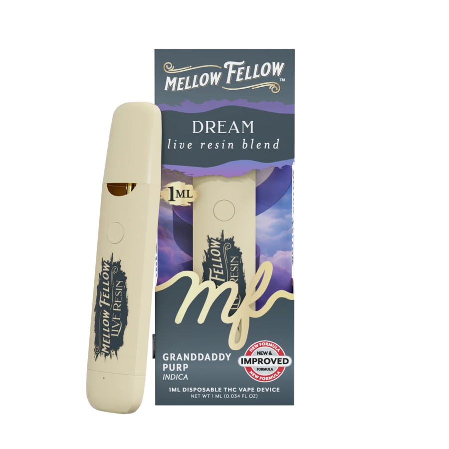 Dream Blend - Live Resin 1ml Disposable Vape - Granddaddy Purp (Indica) - Mellow Fellow