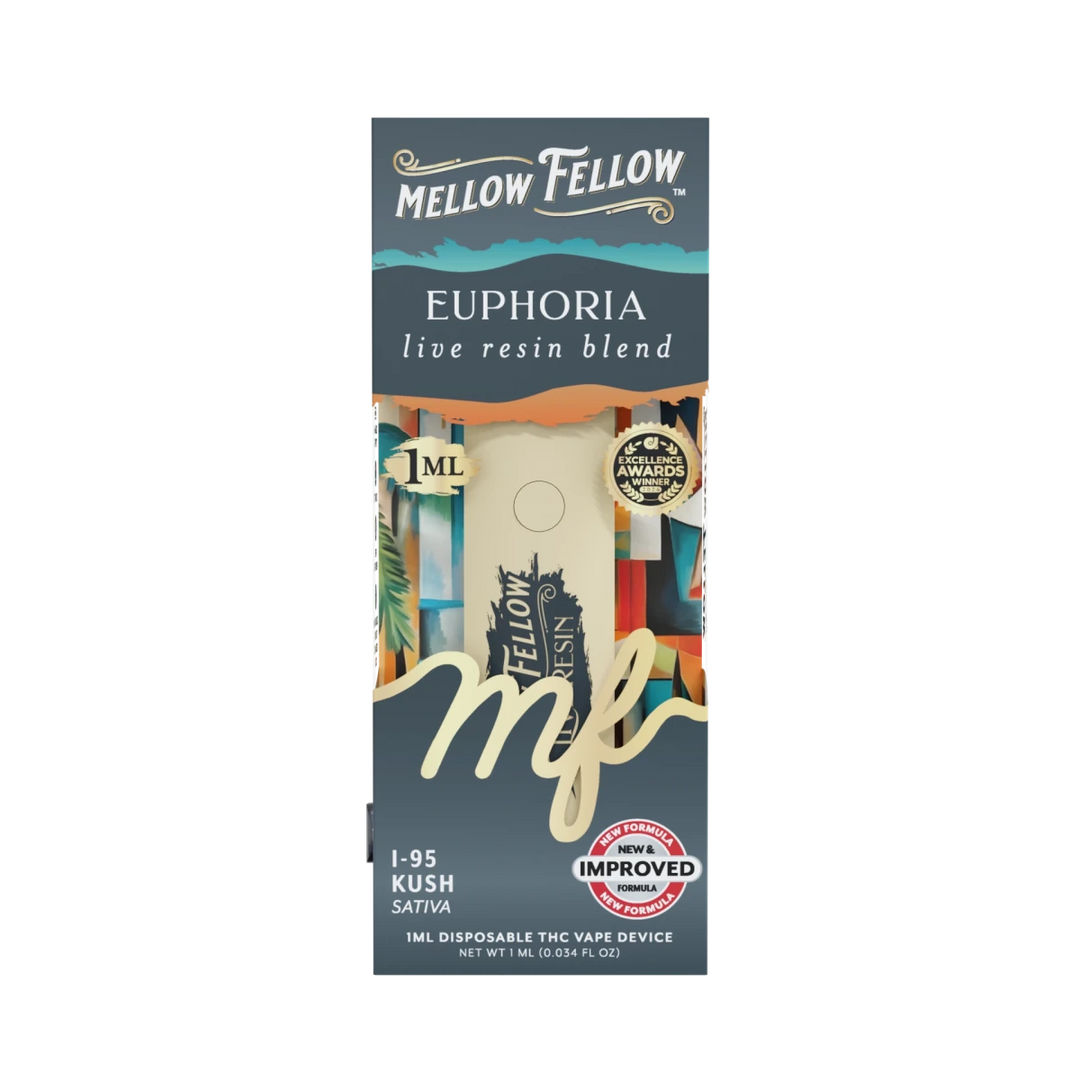 Euphoria Blend - Live Resin 1ml Disposable Vape - i - 95 Kush (Sativa Dominant) - Mellow Fellow