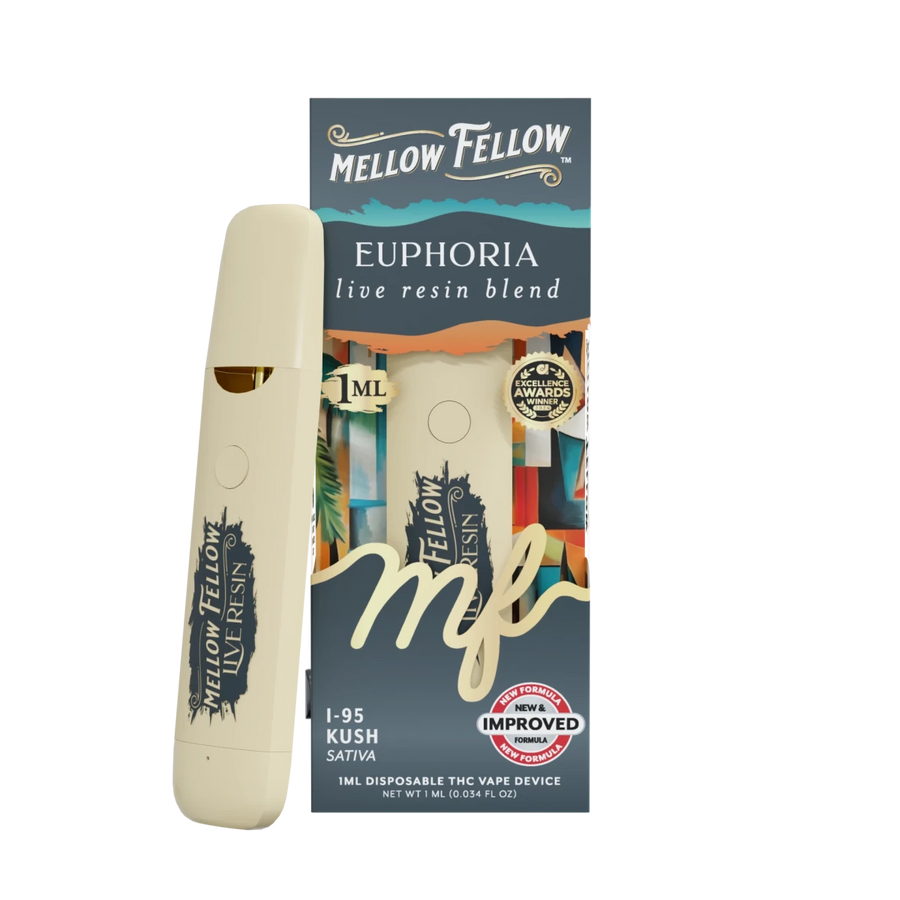 Euphoria Blend - Live Resin 1ml Disposable Vape - i-95 Kush (Sativa Do Mellow Fellow Euphoria Blend - Live Resin 1ml Disposable Vape - i-95 Kush (Sativa Do Mellow Fellow