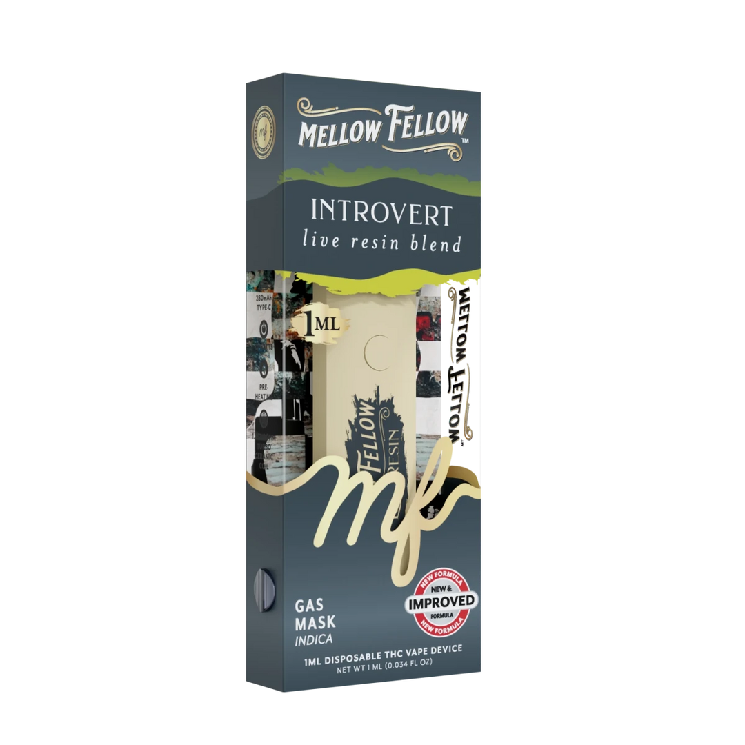 Introvert Blend - Live Resin 1ml Disposable Vape - Gas Mask (Indica) - Mellow Fellow