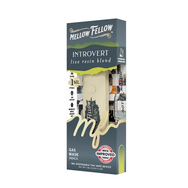 Introvert Blend - Live Resin 1ml Disposable Vape - Gas Mask (Indica) - Mellow Fellow