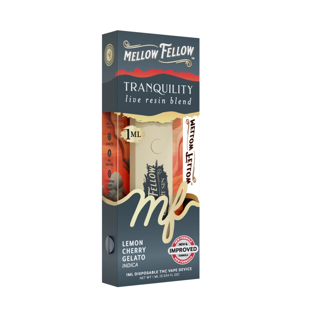 Tranquility Blend - Live Resin 1ml Disposable Vape - Lemon Cherry Gelato (Indica Dominant) - Mellow Fellow