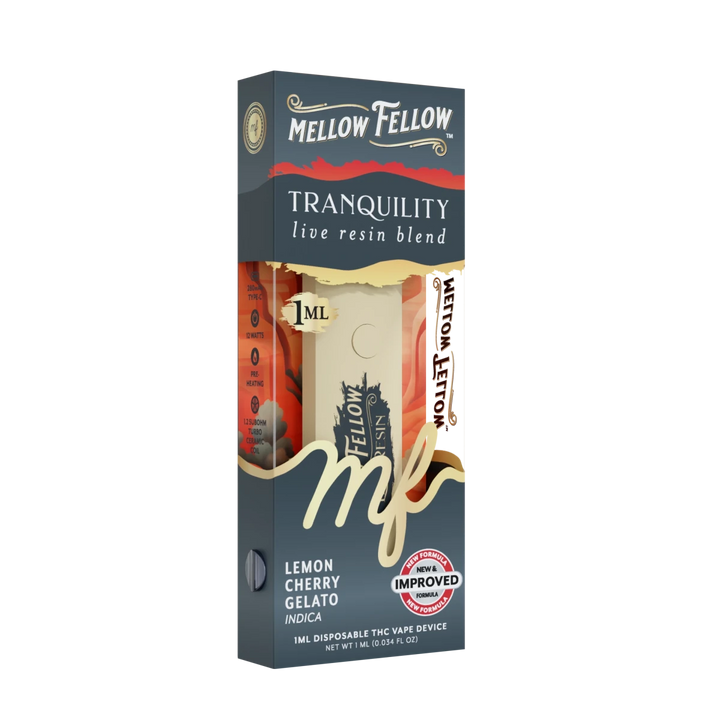 Tranquility Blend - Live Resin 1ml Disposable Vape - Lemon Cherry Gelato (Indica Dominant) - Mellow Fellow