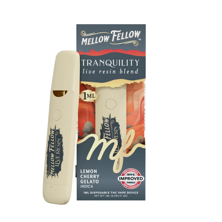 Tranquility Blend - Live Resin 1ml Disposable Vape - Lemon Cherry Gelato (Indica Dominant) - Mellow Fellow