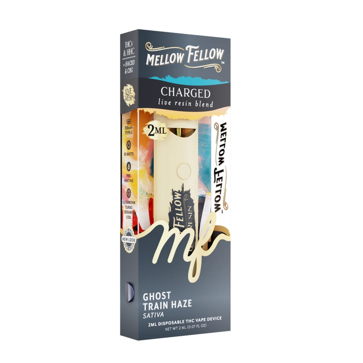 Charged Blend 2ml Live Resin Disposable Vape - Ghost Train Haze (Sativa) - Mellow Fellow
