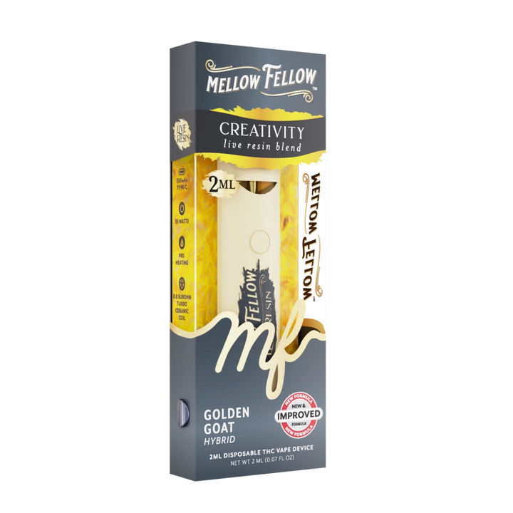 Creativity Blend 2ml Live Resin Disposable Vape - Golden Goat (Hybrid) - Mellow Fellow