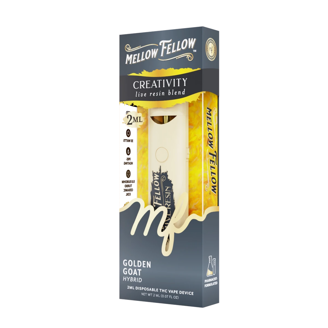 Creativity Blend 2ml Live Resin Disposable Vape - Golden Goat (Hybrid) - Mellow Fellow