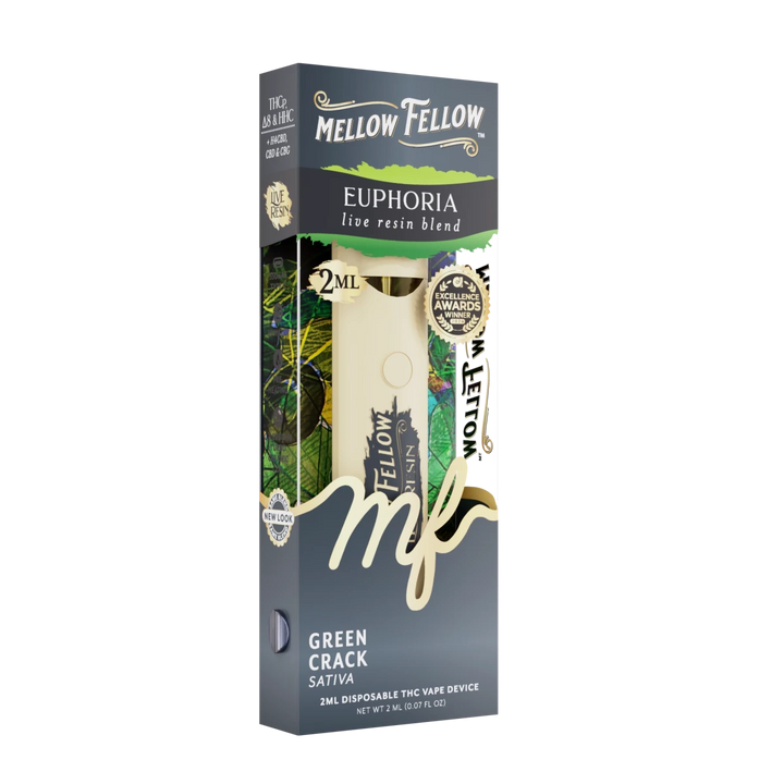 Euphoria Blend 2ml Live Resin Disposable Vape - Green Crack (Sativa) - Mellow Fellow