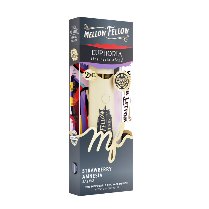 Euphoria Blend 2ml Live Resin Disposable Vape - Strawberry Amnesia (Sativa) - Mellow Fellow