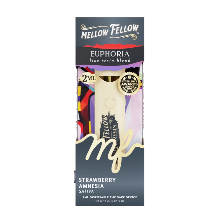 Euphoria Blend 2ml Live Resin Disposable Vape - Strawberry Amnesia (Sativa) - Mellow Fellow