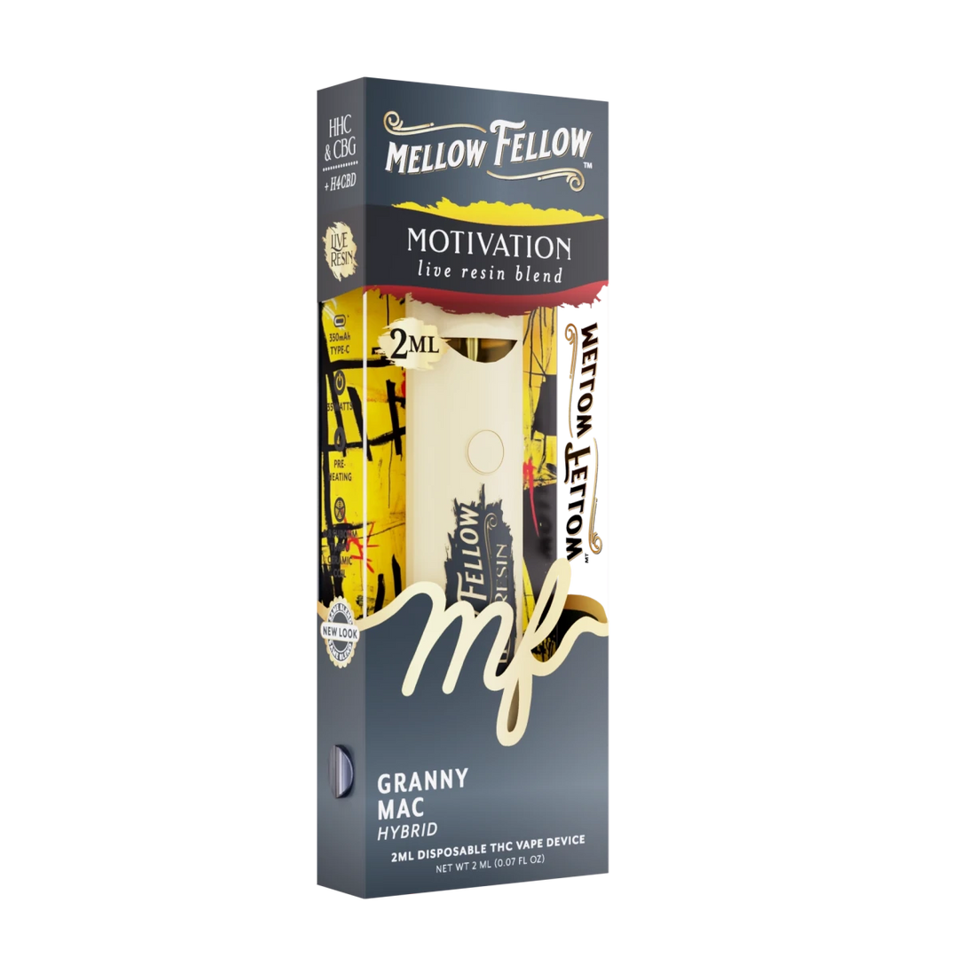 Motivation Blend 2ml Live Resin Disposable Vape - Granny Mac (Hybrid) Mellow Fellow Motivation Blend 2ml Live Resin Disposable Vape - Granny Mac (Hybrid) Mellow Fellow