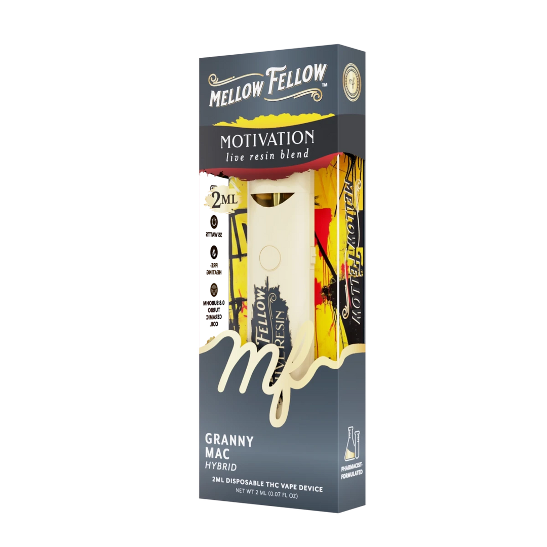 Motivation Blend 2ml Live Resin Disposable Vape - Granny Mac (Hybrid) - Mellow Fellow